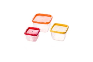 Conjunto 3 Peças Pote Quadrado - Plasútil.