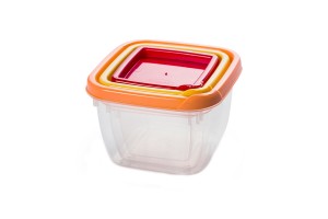 Conjunto 3 Peças Pote Quadrado - Plasútil.