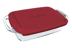 ASSADEIRA RETANGULAR DE VIDRO SELETTA 3,5L COM TAMPA - MARINEX