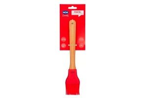 ESPATULA RETA DE SILICONE E BAMBOO VERMELHA - MOR