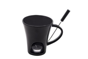 MINI FONDUE DE PORCELANA IVY PRETA 200ML - LYOR
