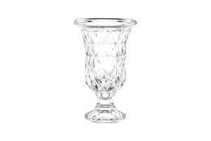 VASO DE VIDRO DIAMOND COM PÉ 15X24CM - LYOR