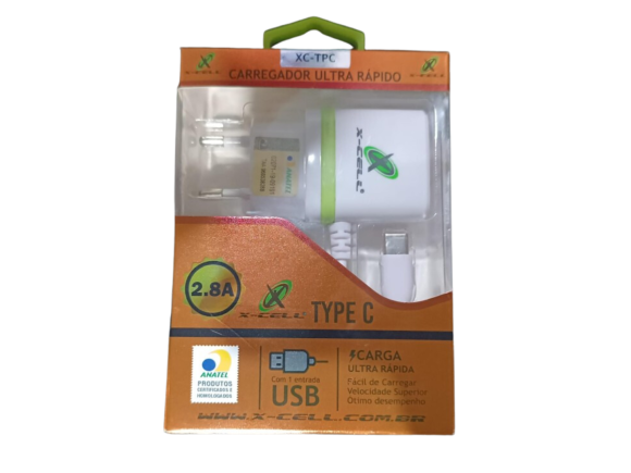 CARREGADOR ULTRA RAPIDO 2.8A TIPO C -  X-CELL